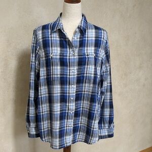Ralph Lauren Blue Plaid Shirt with White and Navy
